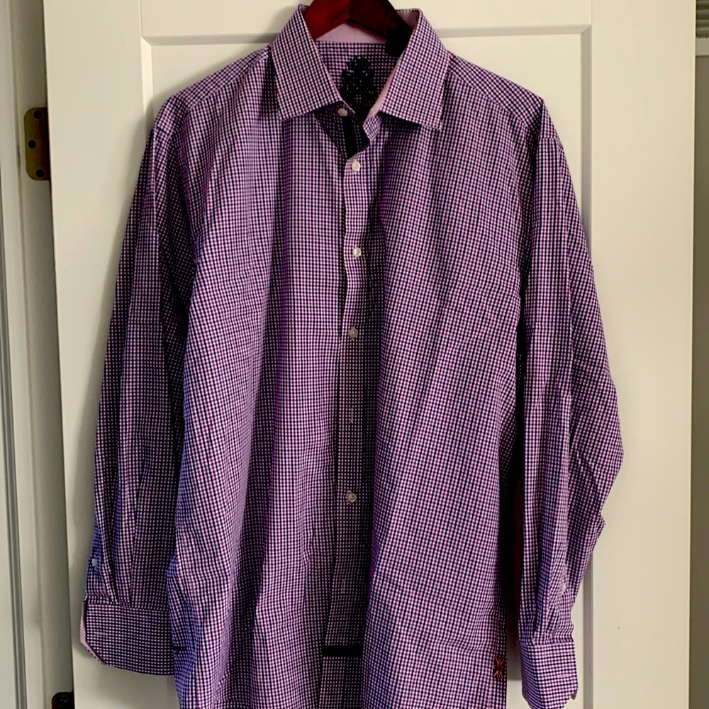 Men’s purple and blue checkered English laundry shirt